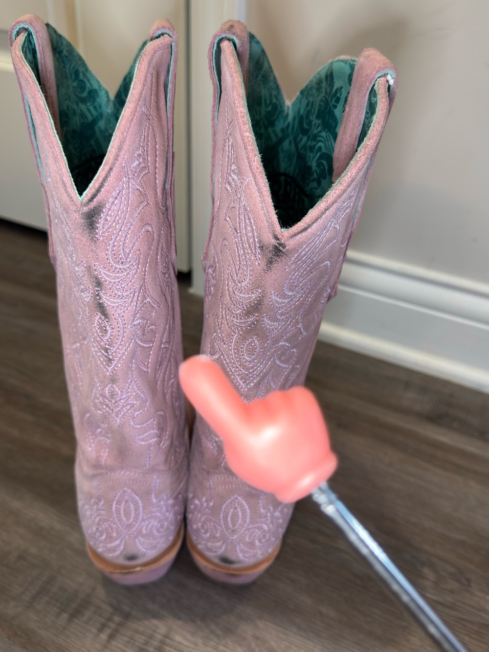 Corral Boots Embroidered Western Snip Toe Pink Purple Suede Cowboy Boots C4126 - Picture 8 of 11